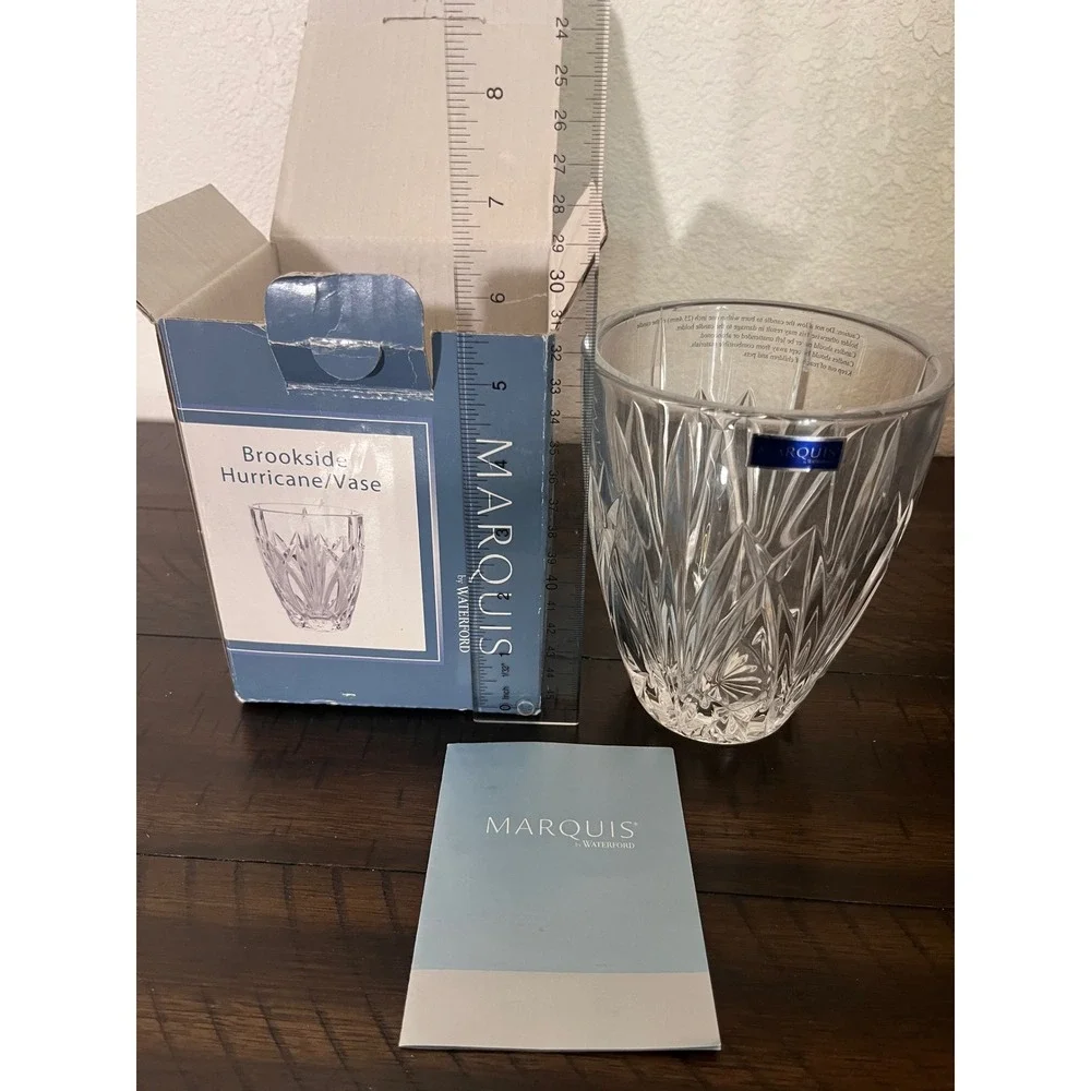 Marquis by Waterford Brookside Crystal Hurricane Vase 6 Inch Made in Germany NIB